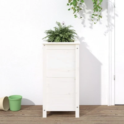 Afbeelding van Plantenbak 40x40x78 cm massief grenenhout wit