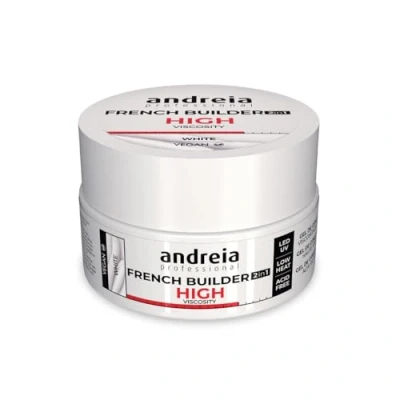 Afbeelding van Andreia Professional French Builder Gel voor nagels, hoge viscositeit, tweefasig, 2 in 1, met led en uv basislak, veganistisch, zelfnivellerend, dekking, wit, 22 g