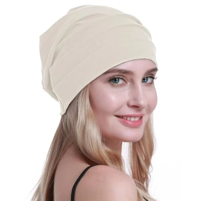 Afbeelding van osvyo Katoenen Chemo Hoeden Zachte Caps Kanker Hoofddeksels voor Vrouwen Haaruitval Verzegeld Verpakking, Poederverwijzing, One size