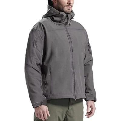 Afbeelding van FREE SOLDIER Multi pocket outdoor windbreak jas tactische ondoordringbare cap softshell heren jas, grijs, S