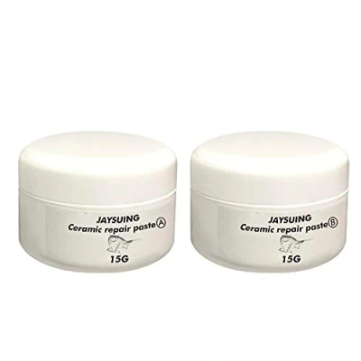 Afbeelding van Reparatieset voor tegels, 30 g bad en douchereparatieset Glasvezel Porselein Acryl Badkuip Reparatie Kit, Keramische Vloerscheur Crème Pasta, Agent + Curing Agent, Wit