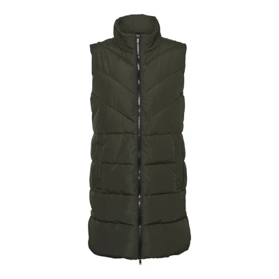 Afbeelding van Noisy may NMDALCON, lang vest, gewatteerde jas, kuitlengte zonder mouwen en capuchon, roze., XS