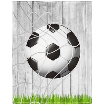 Afbeelding van YISUMEI deken 150 x 200 cm knuffeldeken zacht flanel zachte fleece bedsprei voetbal hout gras voetbalnet