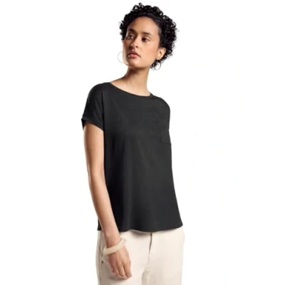 Afbeelding van Street One Struktumix Blouse, Dames, Maat: 34, Schwarz