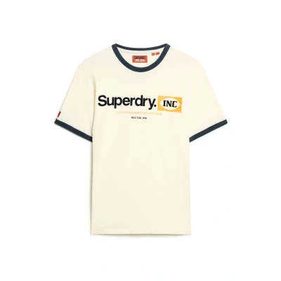 Afbeelding van Superdry CORE LOGO Ringer Workwear Graphic Tshirt print, Heren, Maat: Medium, Vintage cream