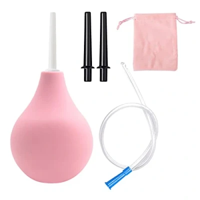 Afbeelding van MIVAIUN 225 ML lamp douche set voor mannen vrouwen, 2 x herbruikbare slanke mondstuk, 1 lange buis slang spuitmonden en opbergtas, siliconen comfortabele wasreiniging kit