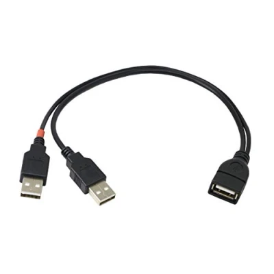 Afbeelding van CERRXIAN USB 2.0 verlengkabel A Y splitter hub adapterkabel, 1 vrouwelijk naar 2 mannelijke datakabel, (0,3 m)