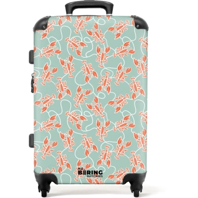 Afbeelding van NoBoringSuitcases.com Grote koffer Kreeft print groen Reiskoffer met 4 wielen Trolley op wieltjes Rolkoffer groot 72 liter Ruimbagage valies 20kg Valiezen voor volwassenen