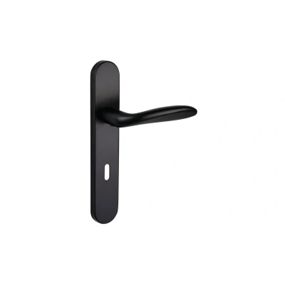 Afbeelding van Lavuzo deurkruk Benevento Zwart met afgerond schild SL72 Per set