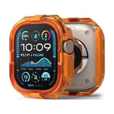 Afbeelding van Ringke Fusion Bumper Compatibel met Apple Watch Ultra 2/1 Case Stijlvolle Dubbellaagse Lichtgewicht Hoesje Schokbestendige Bescherming Neon Orange
