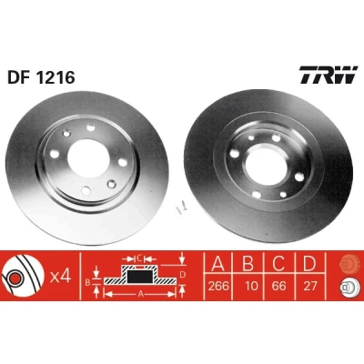 Afbeelding van Trw Remschijf DF1216