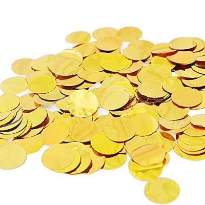 Afbeelding van Huture Confetti met ronde stippen, tafelconfetti, metalen sterren, glitter, confetti, aluminiumfolie, voor bruiloft, verjaardag, Valentijnsdag, decoratie, 30 g, 1 stuk, goud