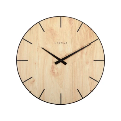 Afbeelding van Nextime Ne 3249 Wandklok Edge Wood Dome Dia 35Cm Kunststof Licht Bruin