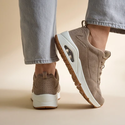 Afbeelding van Skechers Sneakers laag, Heren, Maat: 42, Taupe Textiel