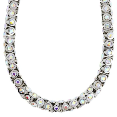 Afbeelding van Behave Klassieke tonnetjes ketting zilverkleur met kristal multi color