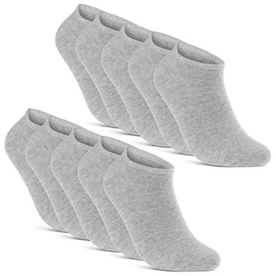 Afbeelding van 10 20 30 Sneaker Sokken Heren &amp; Dames Zwart Wit Grijs Katoen (10x 35 38)