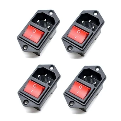Afbeelding van Oiyagai IEC320 C14 connectoren met schakelaar, AC 250 V, 10 A, rood