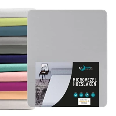 Afbeelding van Dreamzie Hoeslaken Voor Matras 80 x 190/200 cm 100% Polyester Microvezel Tinnen grijs OEKO TEX® Gecertificeerd Vrij van Chemische Producten