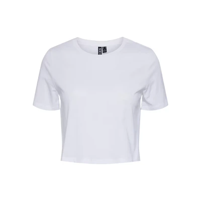 Afbeelding van Pieces CROP Pcsara Tshirt basic, Dames, Maat: XS, Bright white