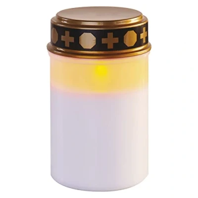 Afbeelding van EMOS DCCV21 Led graflamp, vintage graflicht met timer, IP44 waterdicht, voor buiten, kunststof, witte op batterijen, begraafplaatskaars, 10.000 uur levensduur