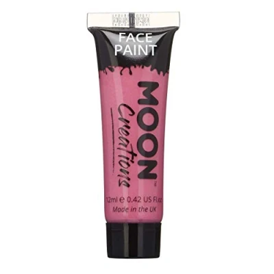 Afbeelding van Moon Creations Tubes voor gezicht en lichaam, kant klare gezichtsverf, dierproefvrij, gezichtsverf kinderen, volwassenen, Halloween meer, briljant roze, 12 ml