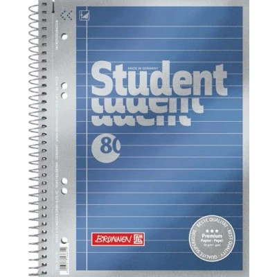 Afbeelding van Brunnen Kladblok/Collegeblok Student Premium, 4 voudig geperforeerd (veredeld dekblad met metallic effect, A5, gelinieerd, 90 g/m², 80 vellen)