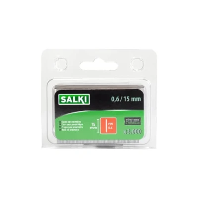 Afbeelding van SALKI Pin nagels, 0,6 lichaam, blister van 3000 stuks, 15 mm lengte voor pneumatisch nieten, compatibel met pneumatische grijs