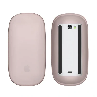 Afbeelding van kwmobile Siliconen beschermhoes compatibel met Apple Magic Mouse 1/2 Zachte muis hoes Meer grip Deels doorschijnend oudroze