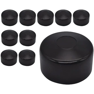 Afbeelding van SKIR&#039;CO (10 stuks) hekpaaldoppen, rond, 60 mm, zwarte kunststof doppen voor ronde hekpalen, omheiningspaalhoezen, zwart RAL 9005 kleur