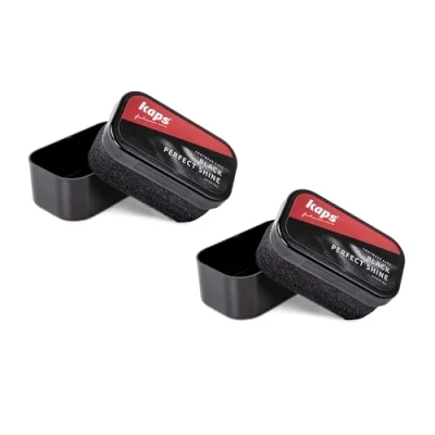 Afbeelding van Kaps Perfect Shine Shoe Polish Sponge (2 stuks), Twin Pack Zwarte Schoenpoetsspons, Gebruik voor Directe Glans op Leren en Synthetische Schoenen, Duurzaam Draagbaar Accessoire om er Slim te Zien