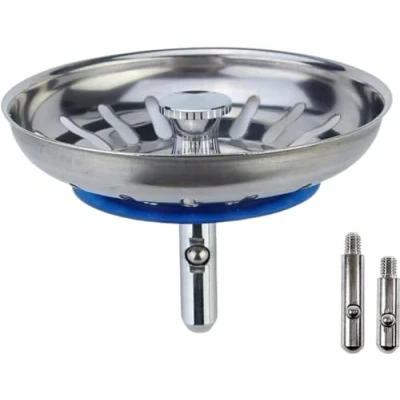 Afbeelding van Korfplug voor de keuken 82 mm Afvoerplug Afvoerstop Universeel Spoelbak zeef Ontstopper Gootsteen Plug 1 Stuk RVS