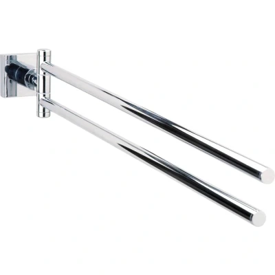 Afbeelding van tesa® Hukk twee armige handdoekhouder, hoogglans verchroomd metaal, zelfklevend, 485 mm x 50 84