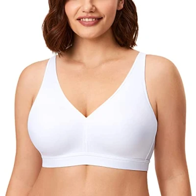 Afbeelding van AISILIN Dames BH zonder beugel Grote Maten Comfortabele Slaapbeha Volledige Cup Zacht Comfortabel wit 80F