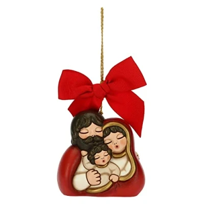 Afbeelding van THUN Kerstversiering, heilige familie van keramiek, met de hand versierd, maxi versie cadeau idee Kerstmis 2022 7 x 5,5 cm H