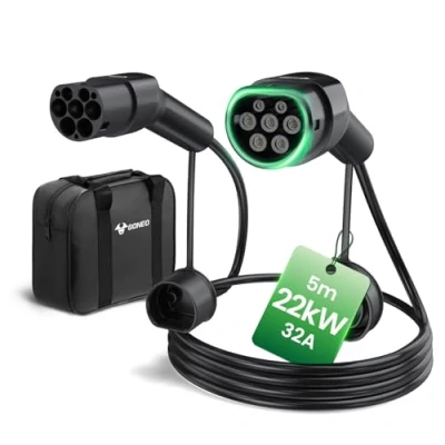 Afbeelding van GONEO type 2 oplaadkabel 22 kW 32 A 5 m, 3 fase modus naar CCS elektrisch voertuig auto plug in hybride snellader TPU kabel, IP54