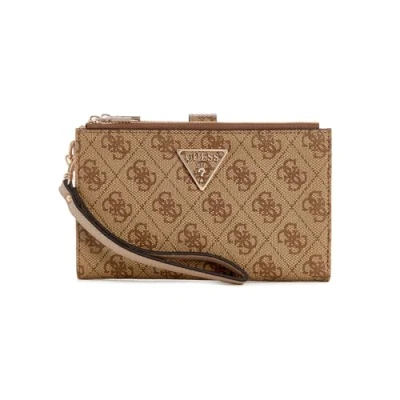 Afbeelding van GUESS Laurel dubbele rits organizer portemonnee voor dames, Latte logo, eenheidsmaat