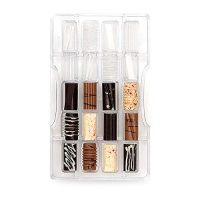 Afbeelding van Decora 0050141 Professionele chocoladevorm met 20 holtes, 33 x 16 8 mm, van polycarbonaat, ideaal voor het maken glanzende bonbons, professioneel ontwerp, gemaakt in Italië