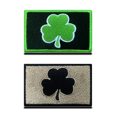 Afbeelding van 2 stuks Iers klaverembleem geluksshamrock geborduurde patch badge applicaties voor kleding tassen rugzak uniform vest hondenharnas militair tactisch