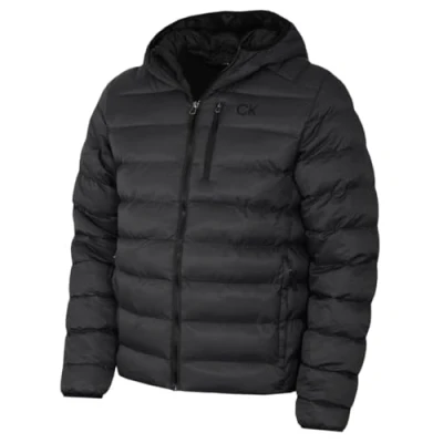Afbeelding van Calvin Klein Heren San Gabriel geweven gewatteerde jas Houtskool/zwart L