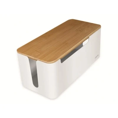 Afbeelding van LogiLink KAB0075 kabelbox medium (320x140x130 mm), wit met bamboe deksel