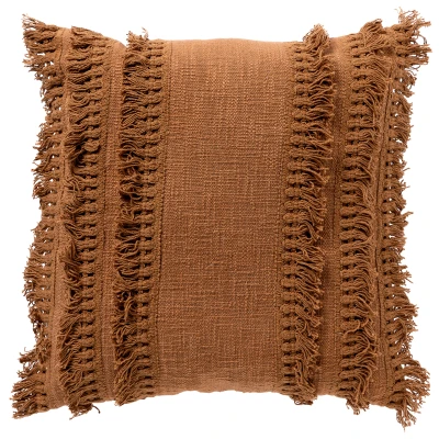 Afbeelding van Dutch Decor FARA Sierkussen 45x45 cm 100% katoen met franjes Tobacco Brown bruin