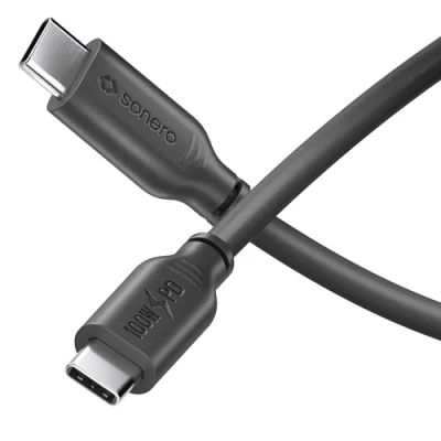 Afbeelding van Sonero® USB C naar oplaadkabel, mobiele telefoon snellaadkabel C, kabel type 2.0, 100W PD, zwart, 0,50 m