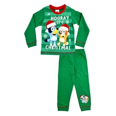 Afbeelding van Bluey Jongens Kerst Pyjama Nachtkleding Set, Groen, 5 jaar