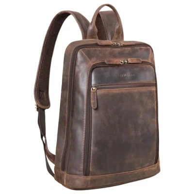 Afbeelding van STILORD &#039;Watson&#039; Laptop Rugzak 15,6 inch Lederen Dagrugzak Grote Vintage Business Kantoorzakken XL in Echt Leder, Kleur:zamora bruin