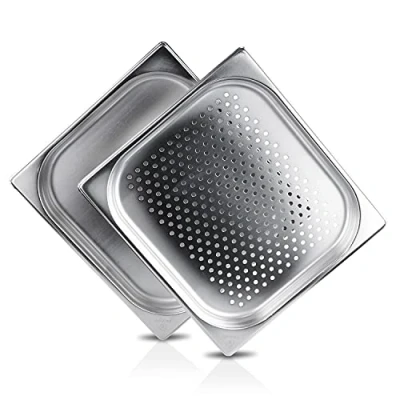 Afbeelding van jokobela Set van 2 GN containers :: 1 x geperforeerd / ongeperforeerd geschikt voor Gaggenau, Miele en Siemens stoompan (roestvrij staal, vaatwasser, 2/3, B 32,5 L 35,4 40