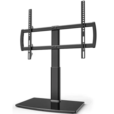 Afbeelding van Hemudu Universele tv standaard, tafelblad, standaard met wandhouder voor 32 tot 65 inch 4 niveaus, in hoogte verstelbaar, zware gehard glas, geschikt schermen 100 lbs, HT03B 002
