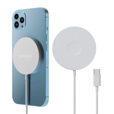 Afbeelding van Accezz Draadloze Magsafe Oplader 15 W Wit Inclusief stroomkabel