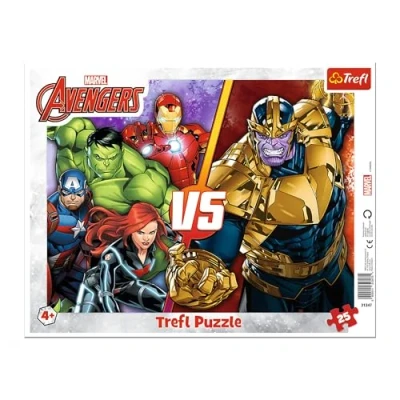 Afbeelding van Trefl Marvel The Avengers, Het onoverwinnelijke Avengers team Raampuzzel voor kleuters, 25 grote stukjes, Frame en stijve onderlegger, met de helden uit cartoon, kinderen vanaf 4 jaar