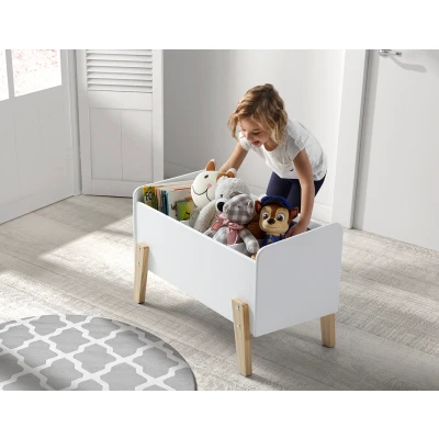 Afbeelding van LUCEVI Kiddy Speelkoffer Speelgoedkist Hout Wit 80x39x48cm
