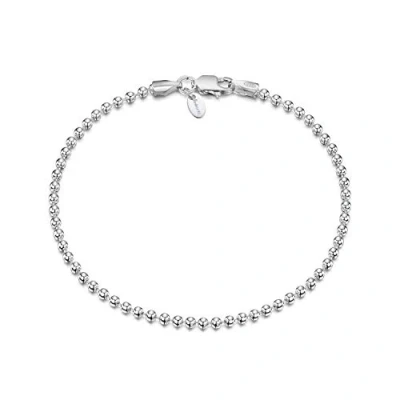 Afbeelding van Amberta Sieraden Echt 925 Sterling Zilver Armband Kogelketting Schakelarmband Bedelarmbanden voor Vrouwen en Man Unisex Lengte: 19cm